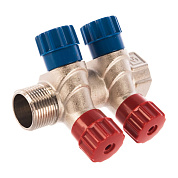 Коллектор ВН Н 3/4" VALTEC с вентилями на 2 выхода 1/2"